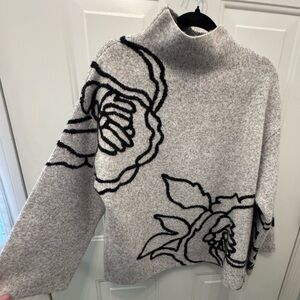 RARE Joseph Ribkoff Women's Modern Floral Sweater Sz M Classic Quiet Luxury NEW